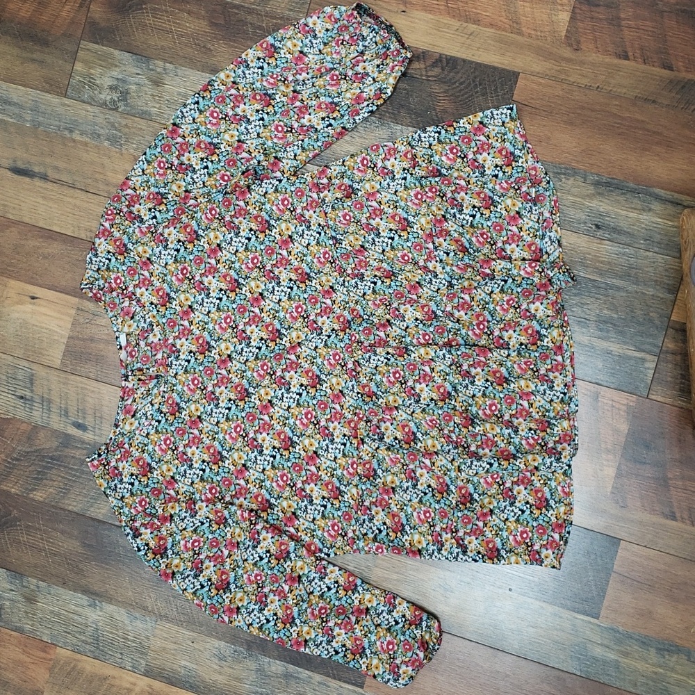 C est. 1946 Floral Tiered Ruffle Long Sleeve Blouse, Size XL